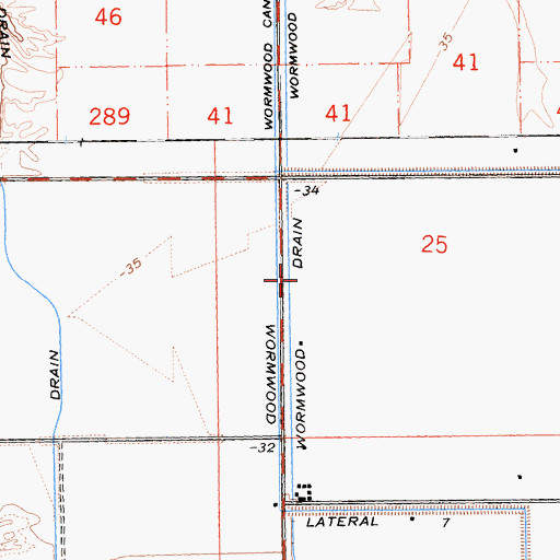 Topographic Map of Wormwood Drain, CA