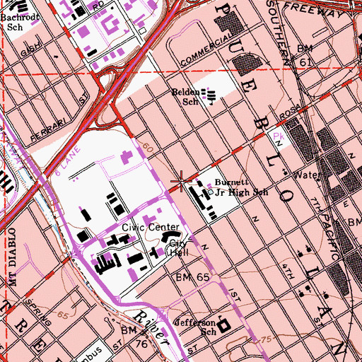Topographic Map of Burnett Center, CA