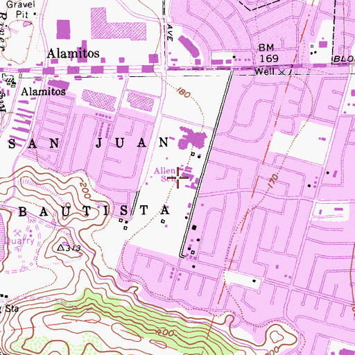Topographic Map of Liberty Middle and High School, CA