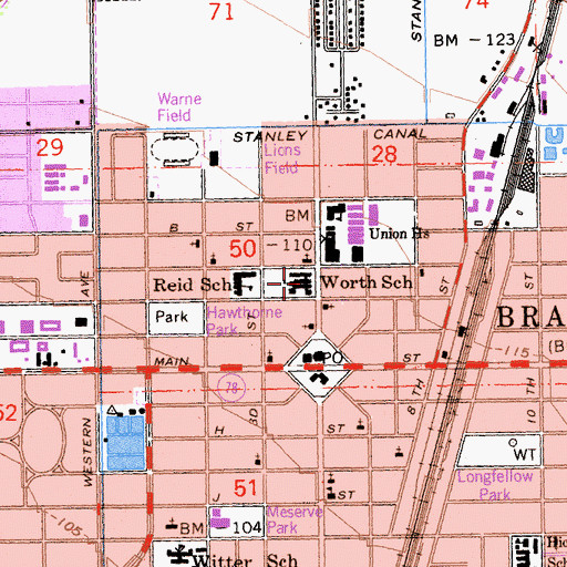 Topographic Map of Barbara Worth Junior High School, CA