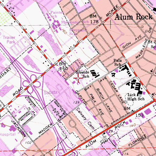 Topographic Map of Foothill High School, CA