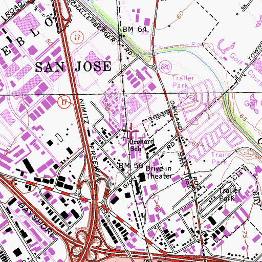 Topographic Map of San Jose Conservation Corps Charter School, CA