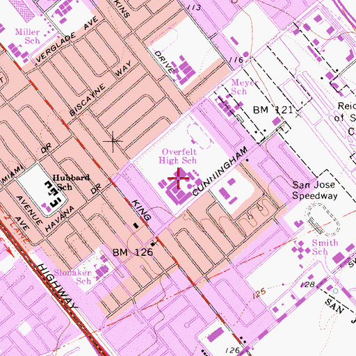 Topographic Map of Leadership Public Schools San Jose, CA