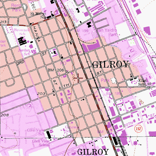 Topographic Map of Monterey Street Music Academy, CA