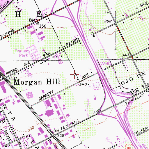 Topographic Map of Barrett Elementary School, CA