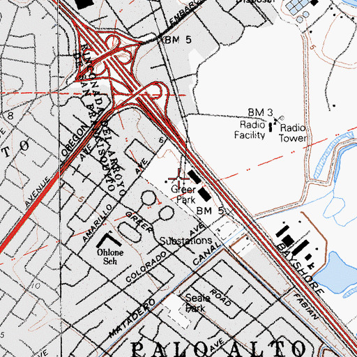 Topographic Map of Heads Up Emerson School, CA