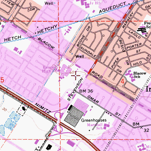 Topographic Map of Mission Valley Regional Occupational Program Center, CA