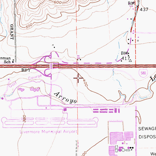 Topographic Map of Tri - Valley Regional Occupational Program Office, CA