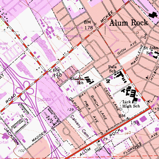 Topographic Map of James McEntee Academy, CA