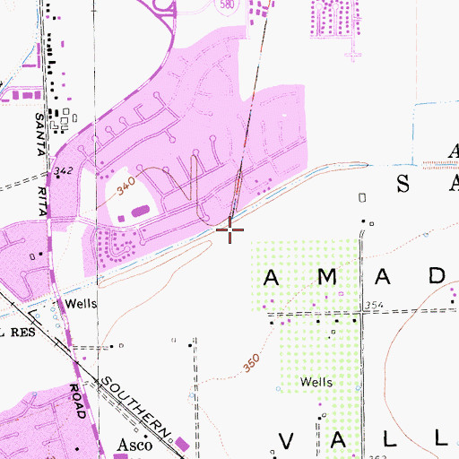 Topographic Map of Hacienda School, CA