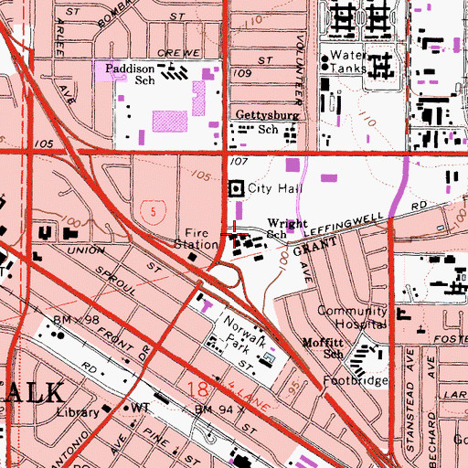 Topographic Map of Wright School, CA