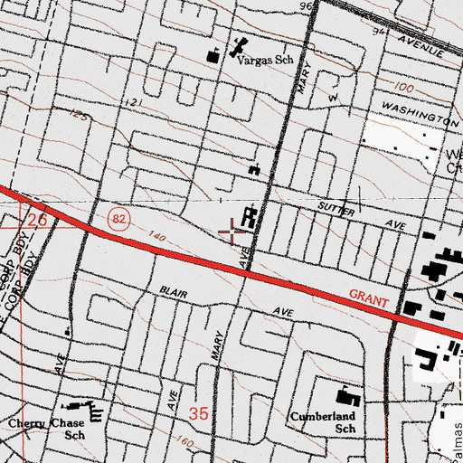 Topographic Map of Sunnyvale Christian School, CA
