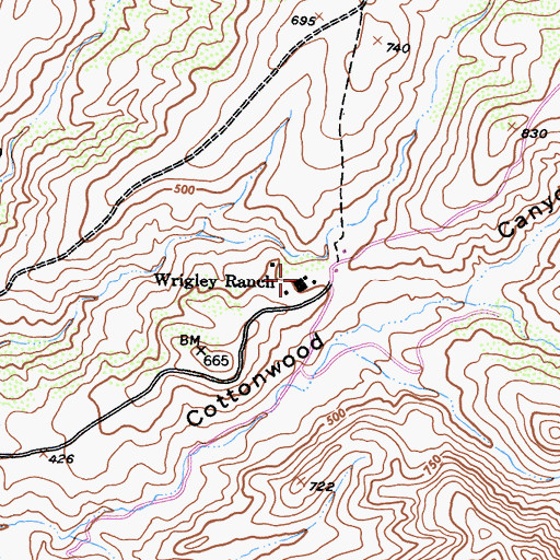 Topographic Map of Wrigley Ranch, CA
