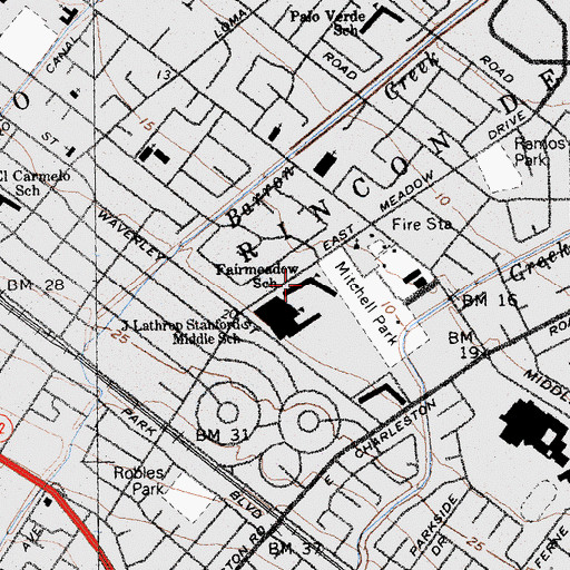 Topographic Map of Fairmeadow Elementary School, CA
