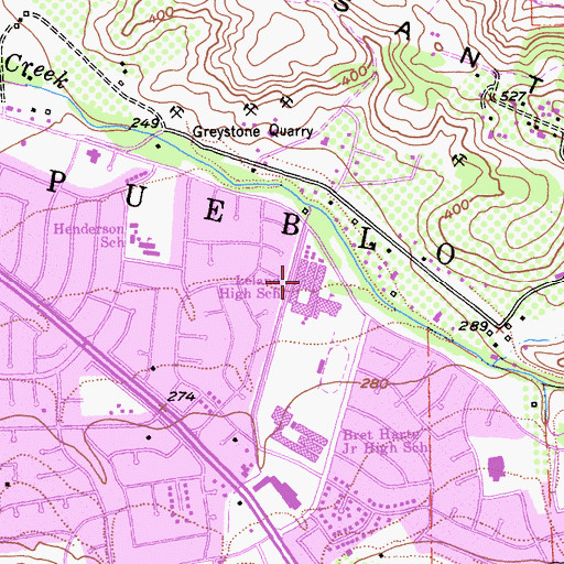 Topographic Map of Leland Plus Continuation High School, CA