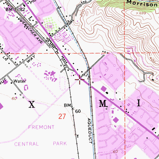 Topographic Map of Mission Valley Montessori School, CA