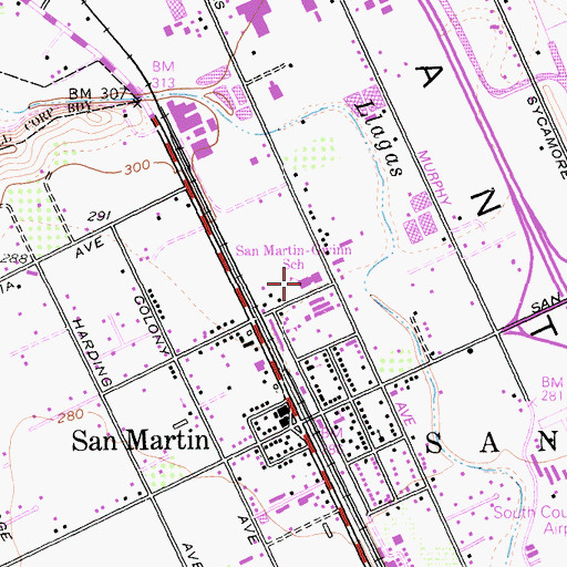 Topographic Map of San Martin Gwinn Elementary School, CA