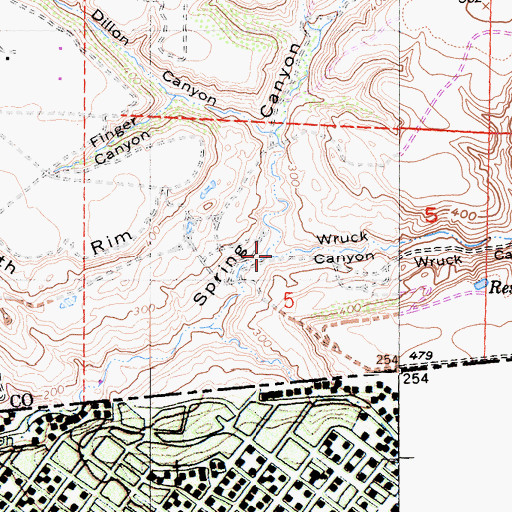 Topographic Map of Wruck Canyon, CA