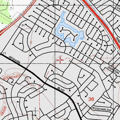 Topographic Map of Crossroads Alternative High School, CA