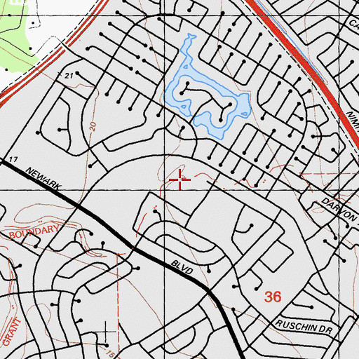 Topographic Map of Crossroads Alternative High School, CA