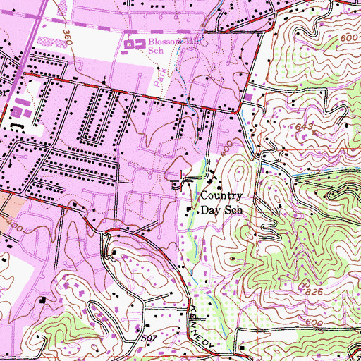 Topographic Map of Hillbrook School, CA