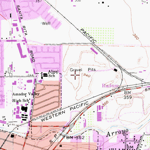 Topographic Map of The Quarry Lane School, CA