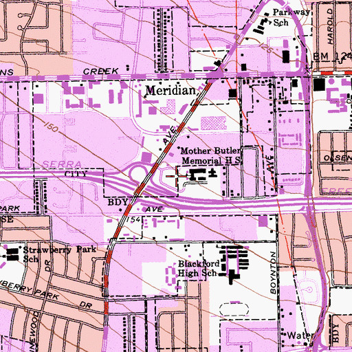 Topographic Map of The Harker Upper School, CA