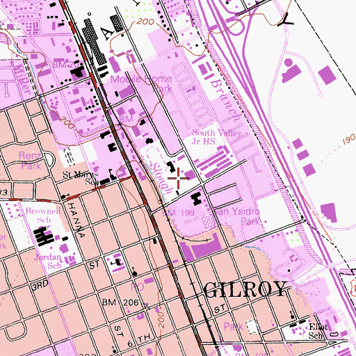 Topographic Map of Gilroy Community Day School, CA