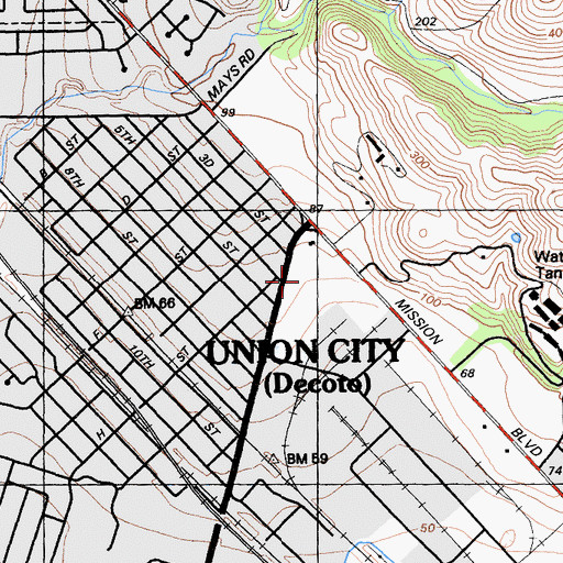 Topographic Map of Guy Emanuele Junior Elementary School, CA