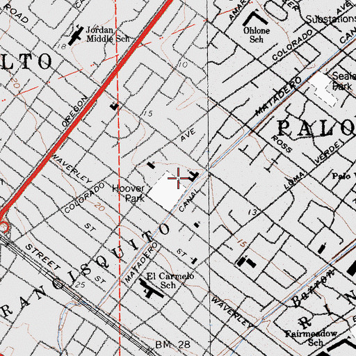 Topographic Map of Keys School, CA