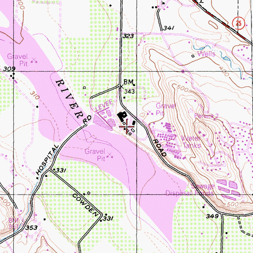 Topographic Map of San Bonito County Juvenile Hall / Pinnacles Community School, CA