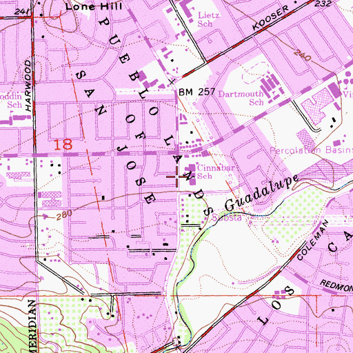 Topographic Map of Beacon School, CA
