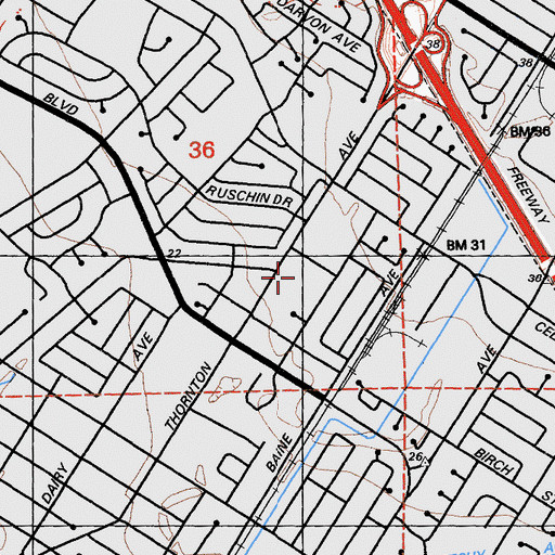 Topographic Map of Saint Edward Catholic School, CA