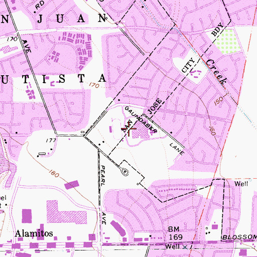Topographic Map of Gunderson High School, CA
