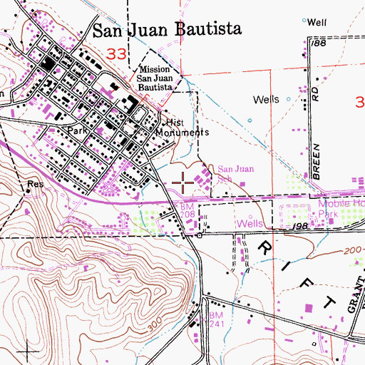 Topographic Map of San Juan School, CA