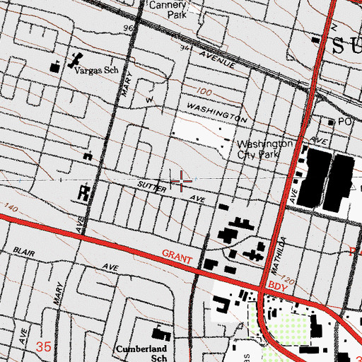 Topographic Map of Adair Community Day School, CA