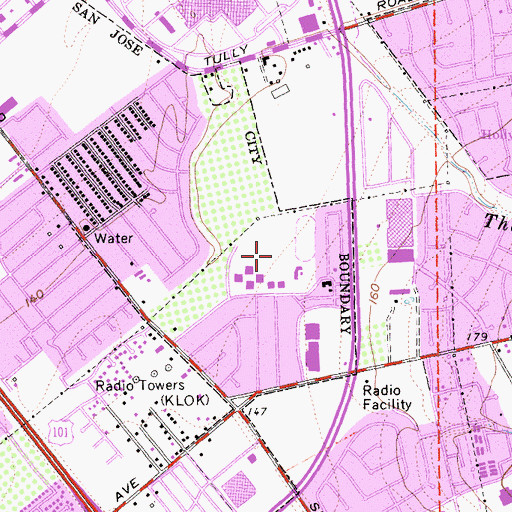 Topographic Map of George V LeyVa Middle School, CA