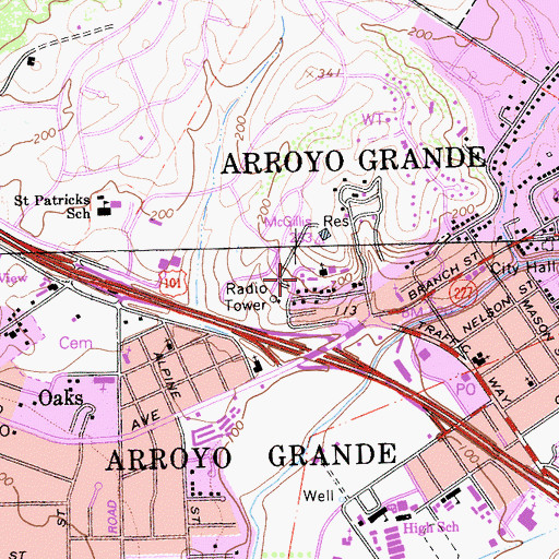 Topographic Map of Valley View Adventist Academy, CA
