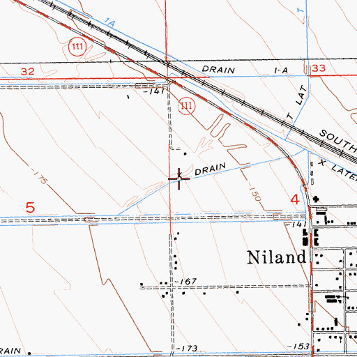 Topographic Map of X Drain, CA