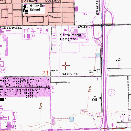 Topographic Map of Crossroads Christian Junior High School, CA