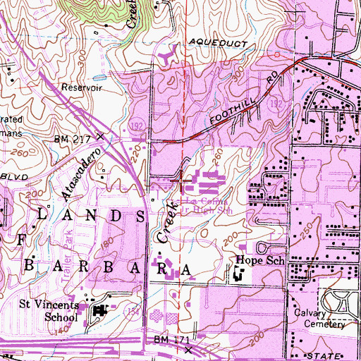 Topographic Map of Open Alternative School, CA