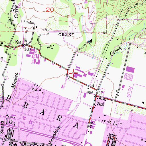 Topographic Map of Foothill High School, CA