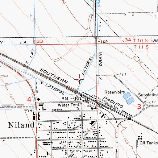 Topographic Map of X Lateral, CA