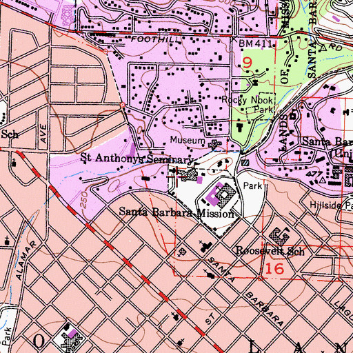 Topographic Map of Garden Street Academy, CA