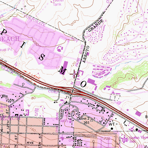 Topographic Map of Royal Oaks Christian School, CA