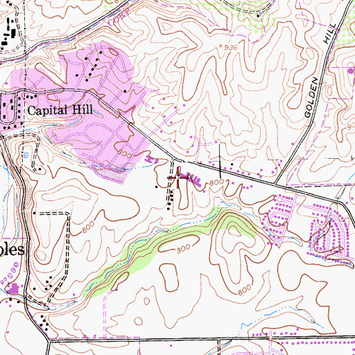 Topographic Map of Daniel E Lewis Middle School, CA