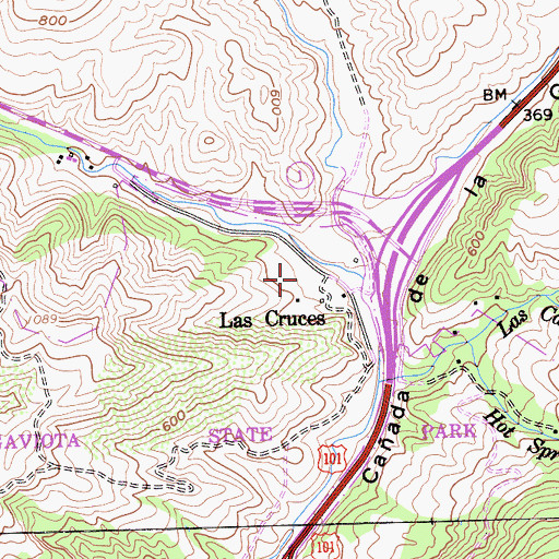 Topographic Map of Vista de las Cruces School, CA