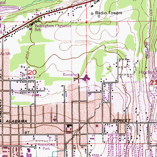 Topographic Map of Roosevelt Elementary School, WA