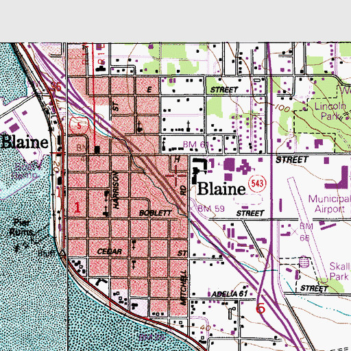 Topographic Map of Blaine School District 503 Office, WA