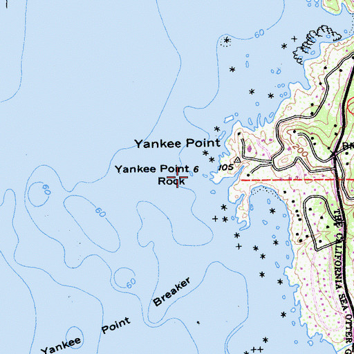 Topographic Map of Yankee Point Rock, CA